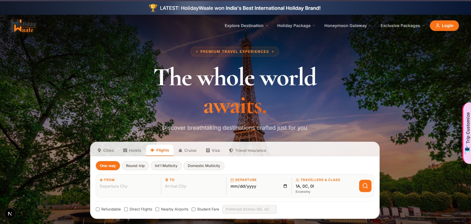 Holidaywaale Travel Platform Preview
